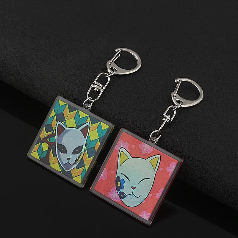 Demon Slayer Sabito Acrylic Key Chains Pendant Anime Makomo Backpack Key Charms Decorations Cartoon Hanging Key Rings Gifts