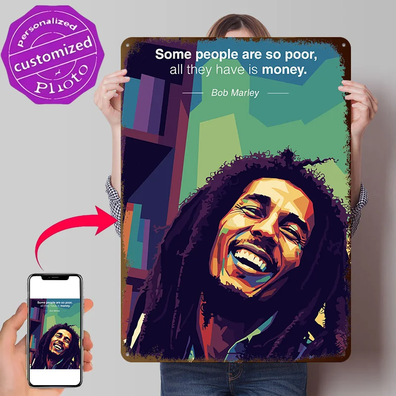 Bob Marley Quote Pop Art 3D Printed Texture Poster Personalized Wall Art Retro Metal Tin Signs for Room Accessories Man Cave