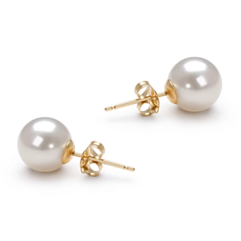 HOOZZ.P Big Pearl Earrings 10-11mm AAAA Quality Freshwater Cultured in White 14K Gold 925 Sterling Silver*Luxury Jewelry*