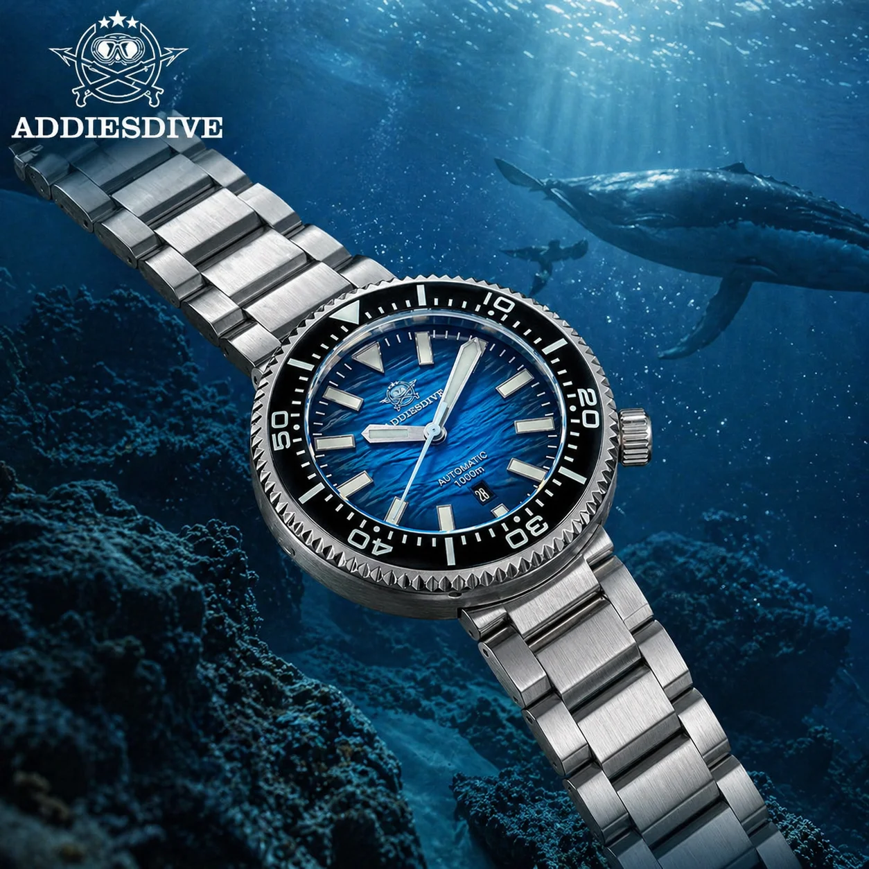 

ADDIESDIVE New Man Mechanical Watches Luxury Sapphire Luminous Ceramic Bezel 8215 Automatic Watch 1000m Waterproof Diving Watch