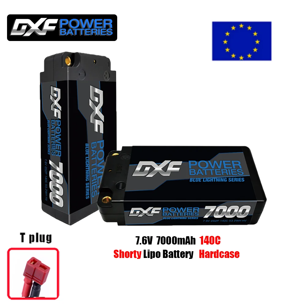 DXF 2S Shorty Lipo Battery 7.6V 7000mAh 140C 5mm T Plug Hardcase For 1/10 Buggy Truggy Offroad Boat Car Truck RACING Helicopter