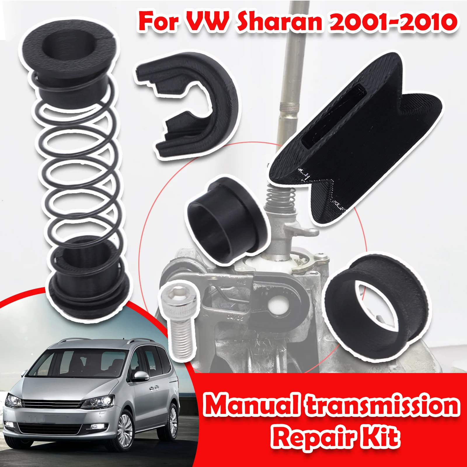 

8pcs For VW Sharan Upgrade Gear Lever Spring Bearing Bushing Gearbox Shaft Bearing Linkage Repair Selector Kit 2001 2002 - 2010