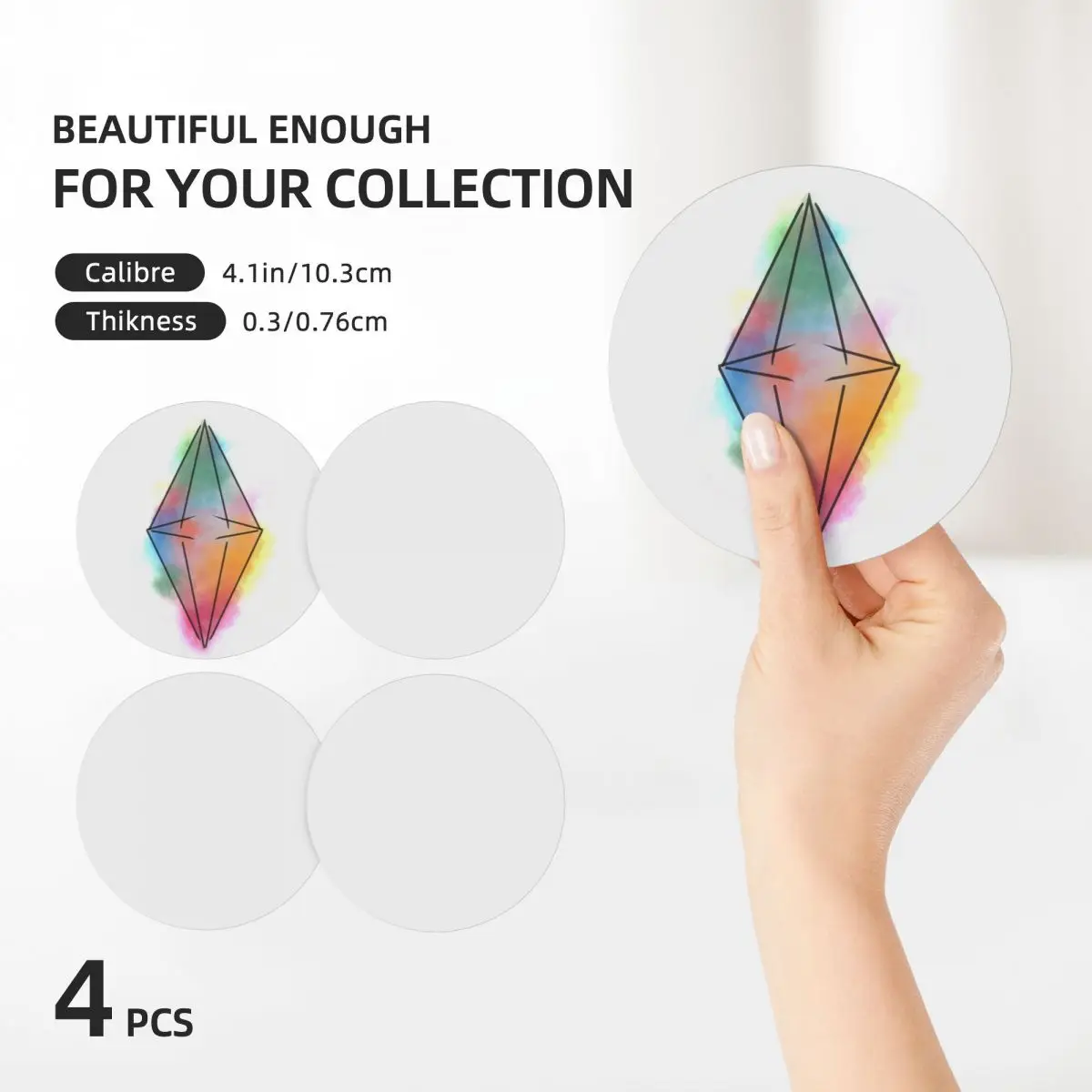 Watercolor Plumbob Ceramic Coasters (Set of 4) anti slip black cute cup Cup for tea Coasters