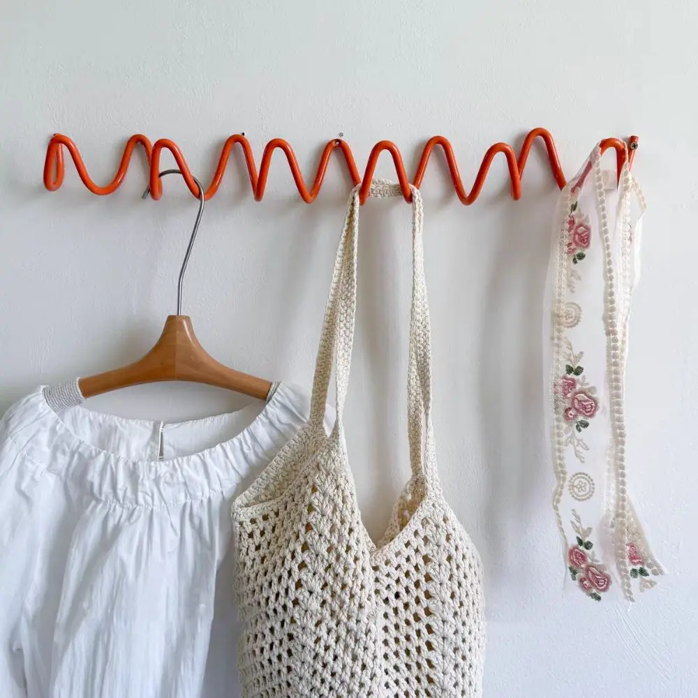 خطاف جداري معدني على شكل متموج، حامل تخزين أشتات مثبت على الحائط، مقاوم للماء، مقاوم للرطوبة، خطاف ملابس خلفي للباب #3