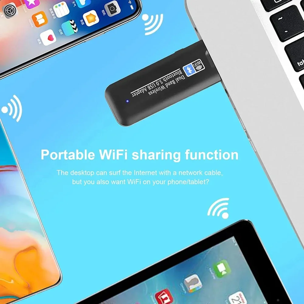 Tarjeta de red inalámbrica USB Wi-Fi de 1300Mbps, Bluetooth 5,0, USB 3,0, Dongle 2,4G, 5G, adaptador receptor de tarjeta WiFi de doble banda para PC y portátil