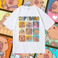 Kapibabala Cute Animal Capybara Creative Cartoon Short-sleeved Pure Cotton Summer Children's Puller Round-neck T-shirt