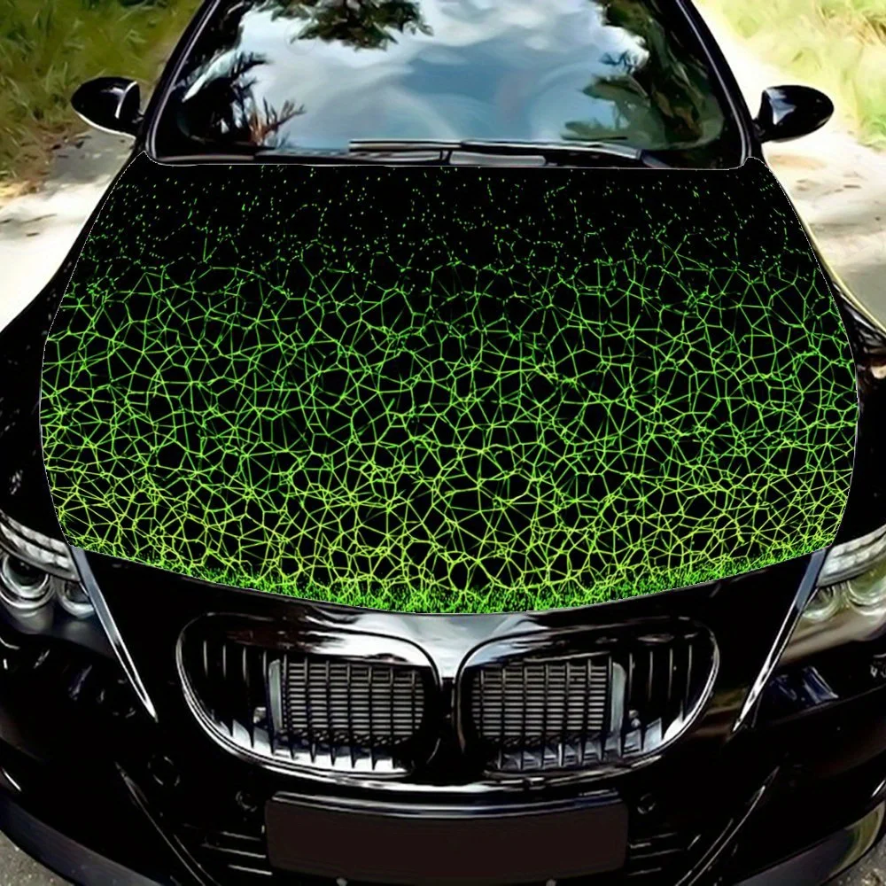 

Яркие наклейки на капот автомобиля с зеленым узором, водонепроницаемые самоклеящиеся, устойчивые к царапинам, легко приклеиваемые, прочные автомобильные наклейки из ПВХ, c