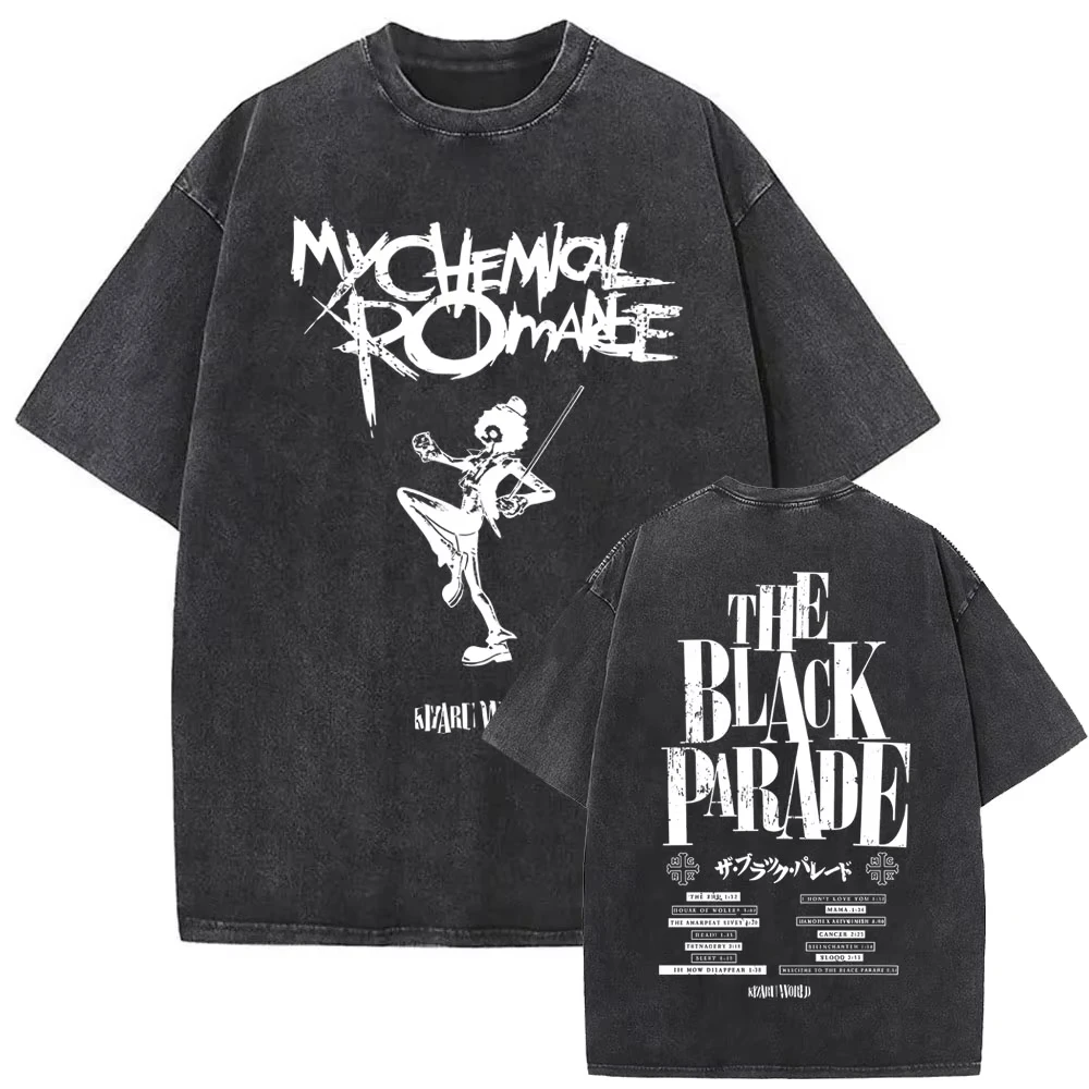 Limited My Chemical Romance Band Washed Vintage T-shirts Three Cheers for Sweet Revenge T-shirts Men Women Rock Punk Emo T Shirt