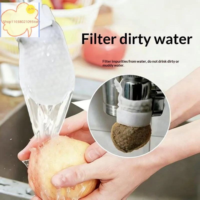 【HT】【HT】40/50/100Pcs Universal Faucet Filter Cotton Anti-splash Thickened Faucet Filter With T-strap Tap Water Filter Bag