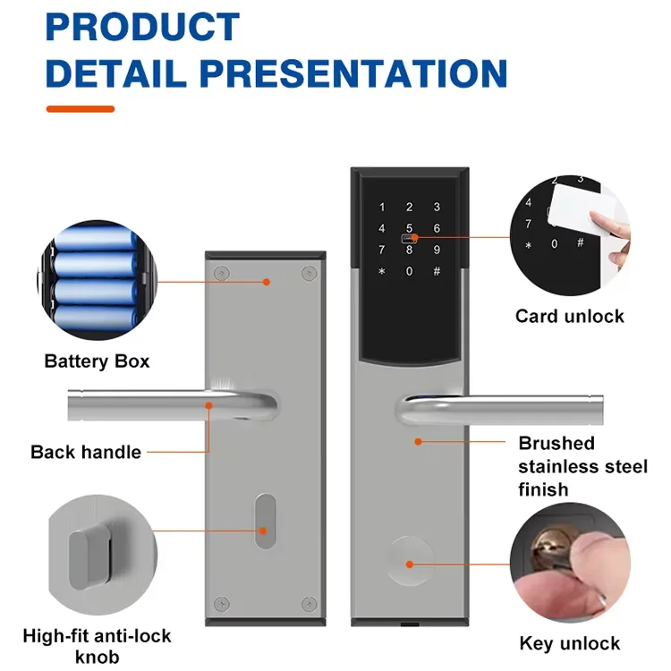 Factory Direct Sale Silver TT Wood Steel Door Password Smart Lock with App  Lock Digital Smart Home Integration