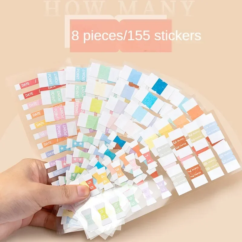 155 Sheets Color Sticky Notes Index Transparent Post Stickers Stationery Self-adhesive Labels Bookmark Tabs School Supplies