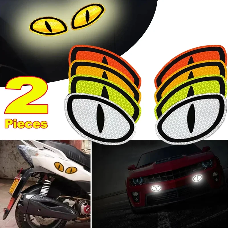 1Pair Car Reflector Sticker Night Driving Safety Decal Motorcycle Trailer Cat Eye Reflective Safety Warning Tape Decoration