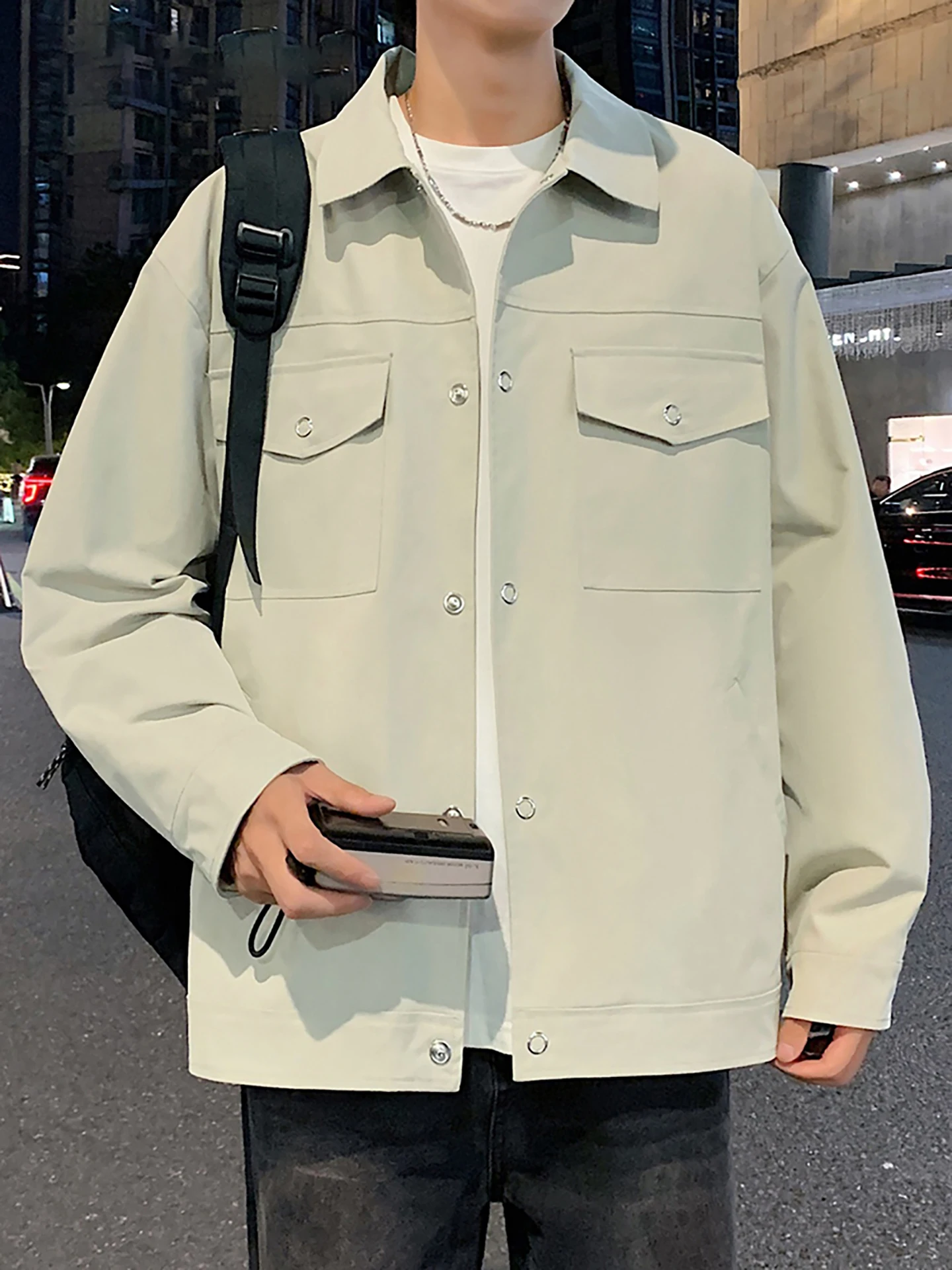 

Свободный крой, мужская повседневная тюнетная рабочая одежда на весну и осень, модная ретро-отложная одежда с отложным воротником, свободная, удобная, высококачественная, модная