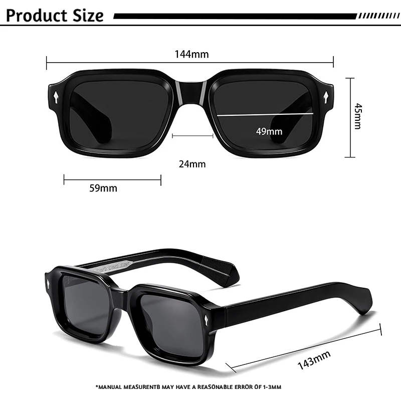 CATERSIDE Neue Retro-Sonnenbrille für Herren mit kleinem quadratischem, dickem Rahmen für Damen, Outdoor, Reisen, Strand, Dekoration, modische Brille, UV400 – Detail 4