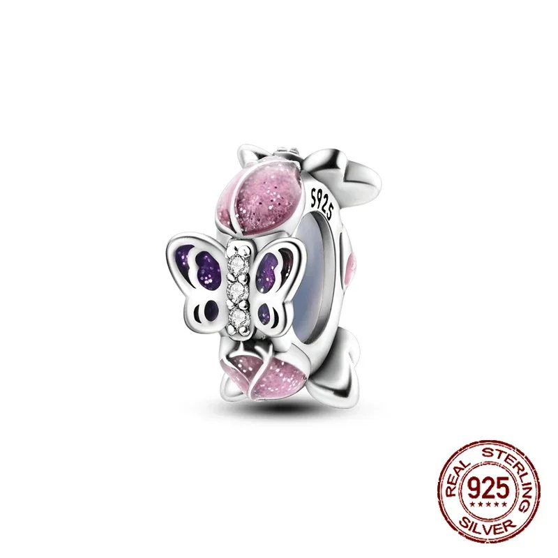 Cuentas de amor de flores clásicas de Plata de Ley 925 para mujer, compatible con pulsera Pandora Original, colgante colorido, joyería DIY, regalo