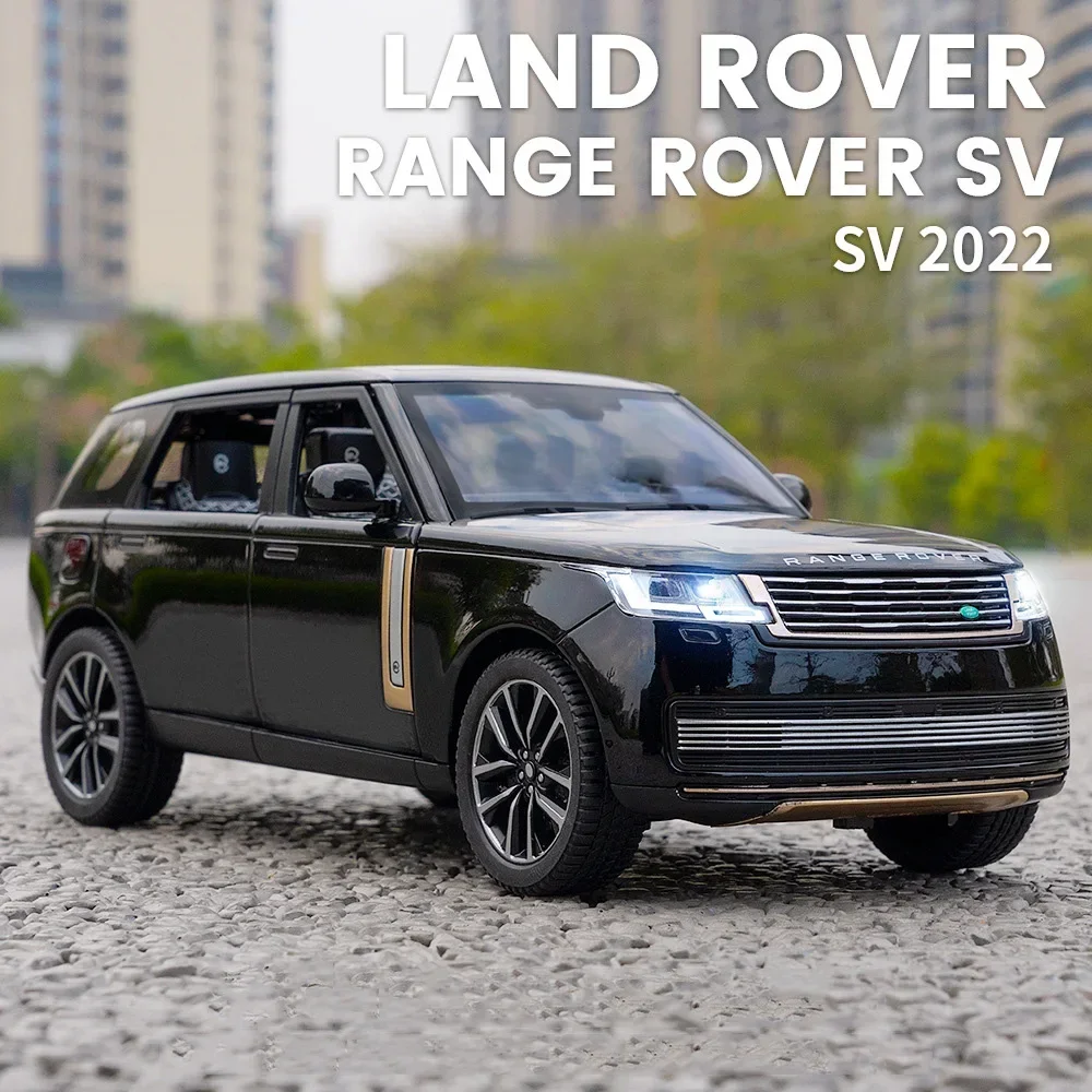 

Коллекция 1/24 года, Land ROVER, Range Rover SV 2022, металлические модели автомобилей, 6 дверей, открытые внедорожники, Автомобили со звуком, подарки на день рождения для мальчиков