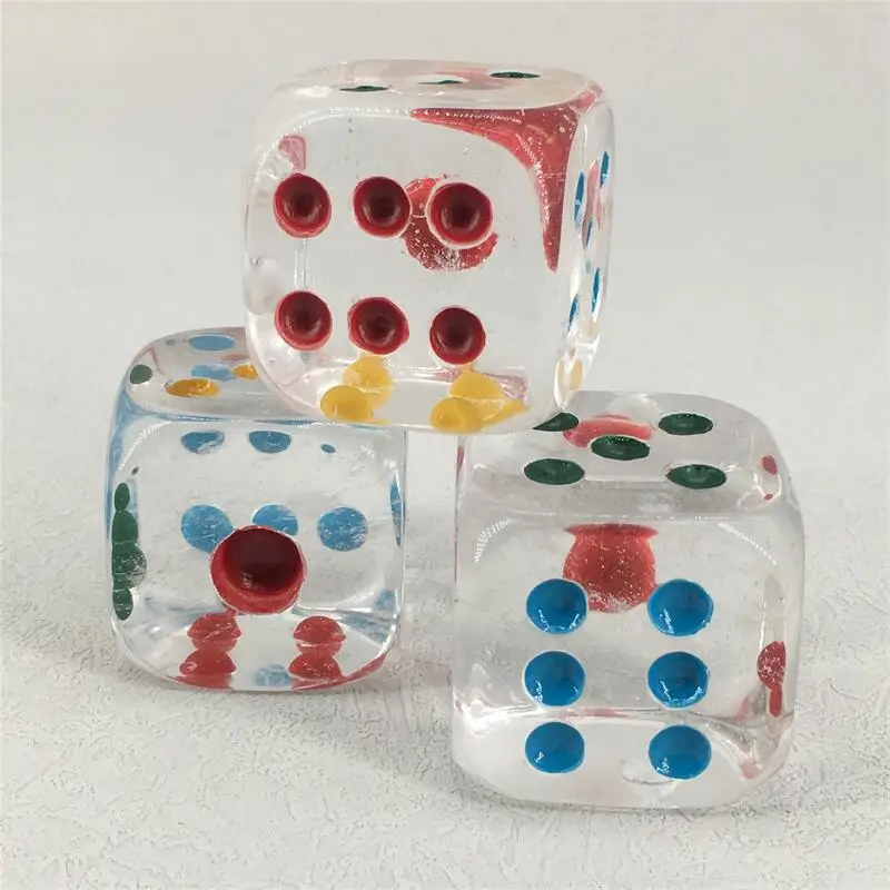 3.5cm Hand-Carved Clear Melting Crystal Dice Transparent Colorful Game Party Crystal Dices Children Board Game Toy 1pcs