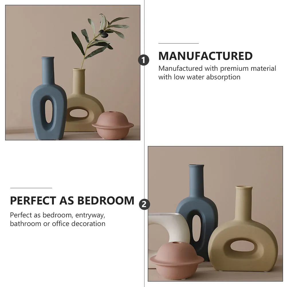 

1Pcs Ceramic Flower Vase Simple Design Frosted Decorative Ornament for Bedroom Bathroom Office Wedding Spa