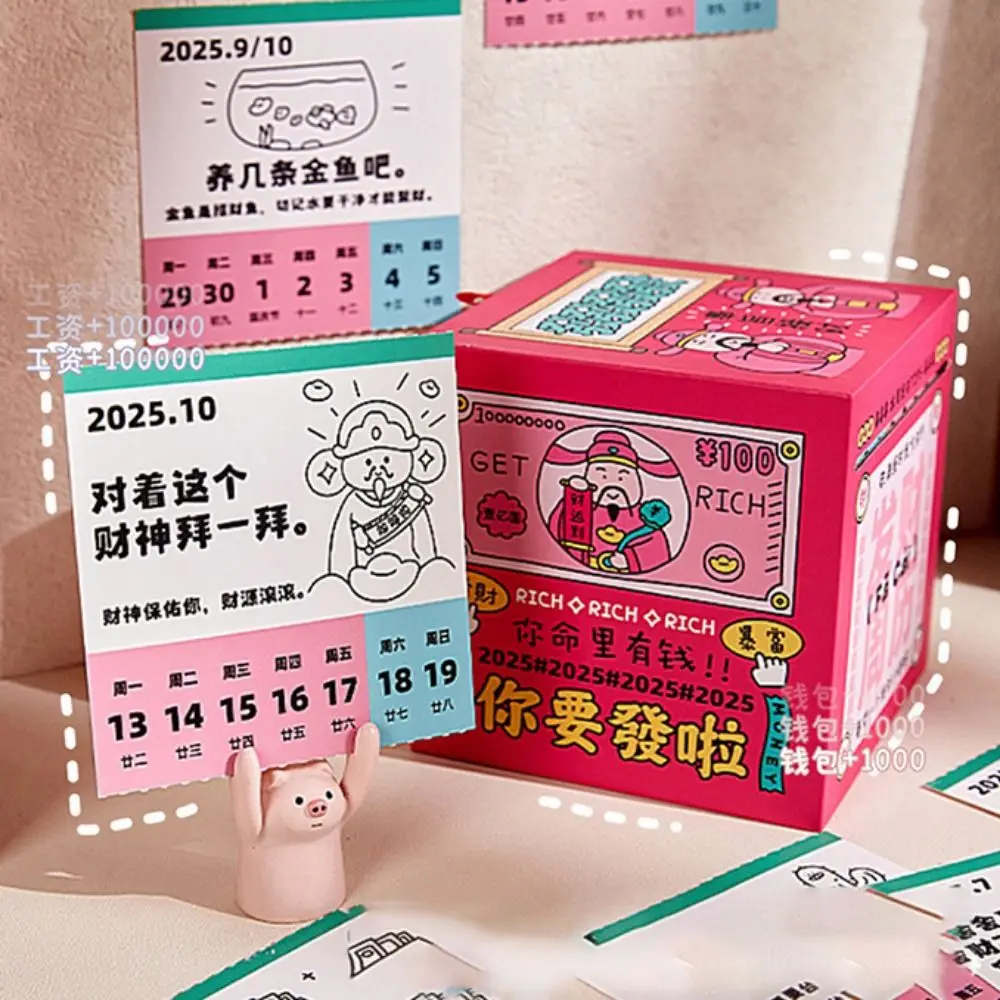 Funny Cartoon Weekly Calendar Blessing Words Paper Lucky Week Calendar Pull Type Fortune Desk Calendar Chinese New Year