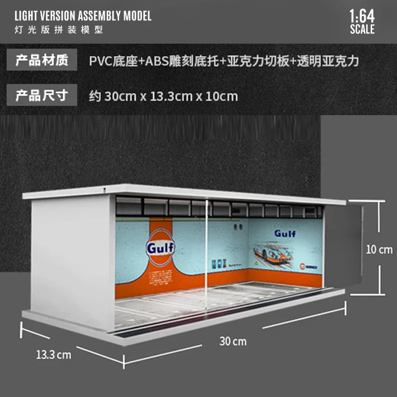 Moreart-Diorama LED照明ガレージ、USB電源モデル、カーステーションケース、1:64組み立て