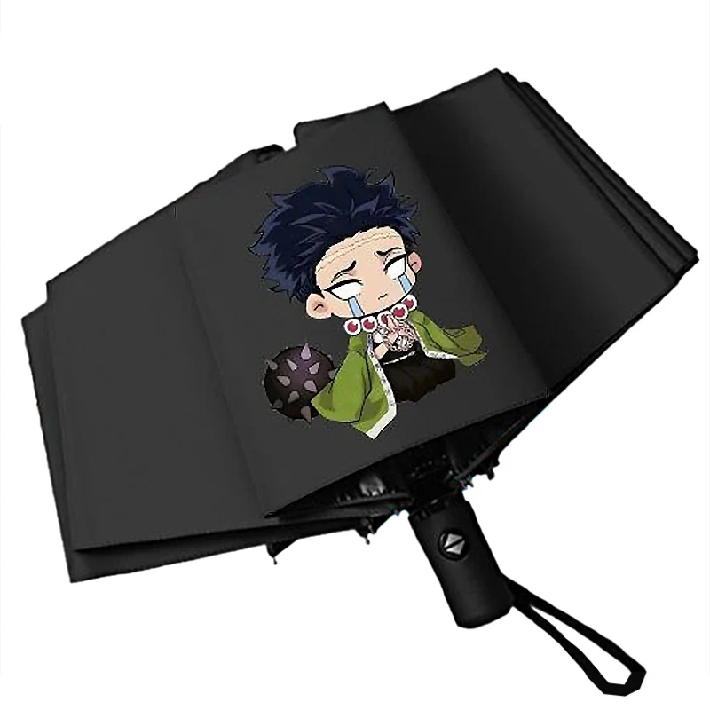 

Истребитель демонов,Черно-белый, Kimetsu no Yaiba, Demon Slayer, аниме, ветрозащитный, анти-УФ, автоматический компактный зонт от дождя для женщин и мужчин