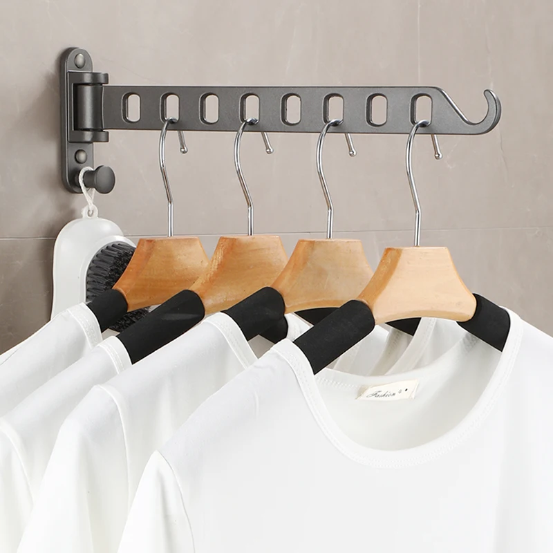 Foldable Clothes Rack Drying Clothes Hanger Wall Mounted Drying Rack Aluminum Clothes Organization WB3028