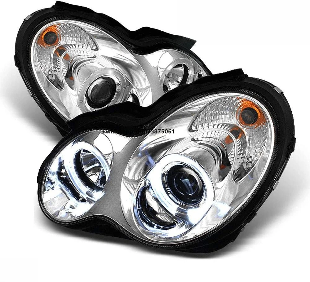 

New W203 C-Class Front Headlights Headlamp Bumper Light Strip Lens ABS D2R 100% Waterproof OEM Size