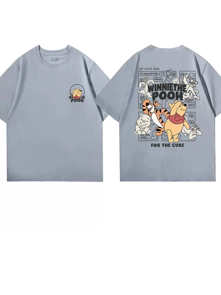 Imagem -03 - Disney Front Back Tigger Leitão Winnie The Pooh Urso Carta dos Desenhos Animados Imprimir T-shirt Mulheres Manga Curta O-pescoço Tee Tops 13 Cores