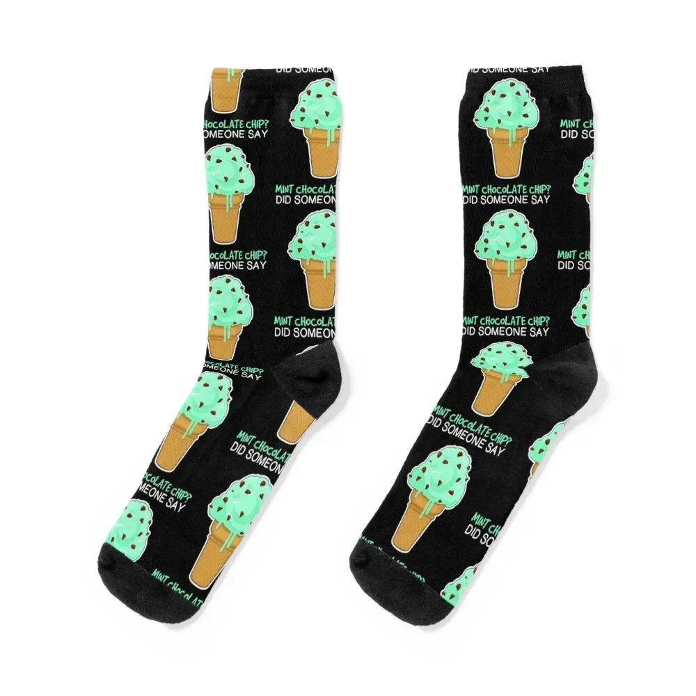 

Mint Chocolate Chip Ice Cream Lover Quote graphic Socks luxury gift hockey sports and leisure Man Socks Women's