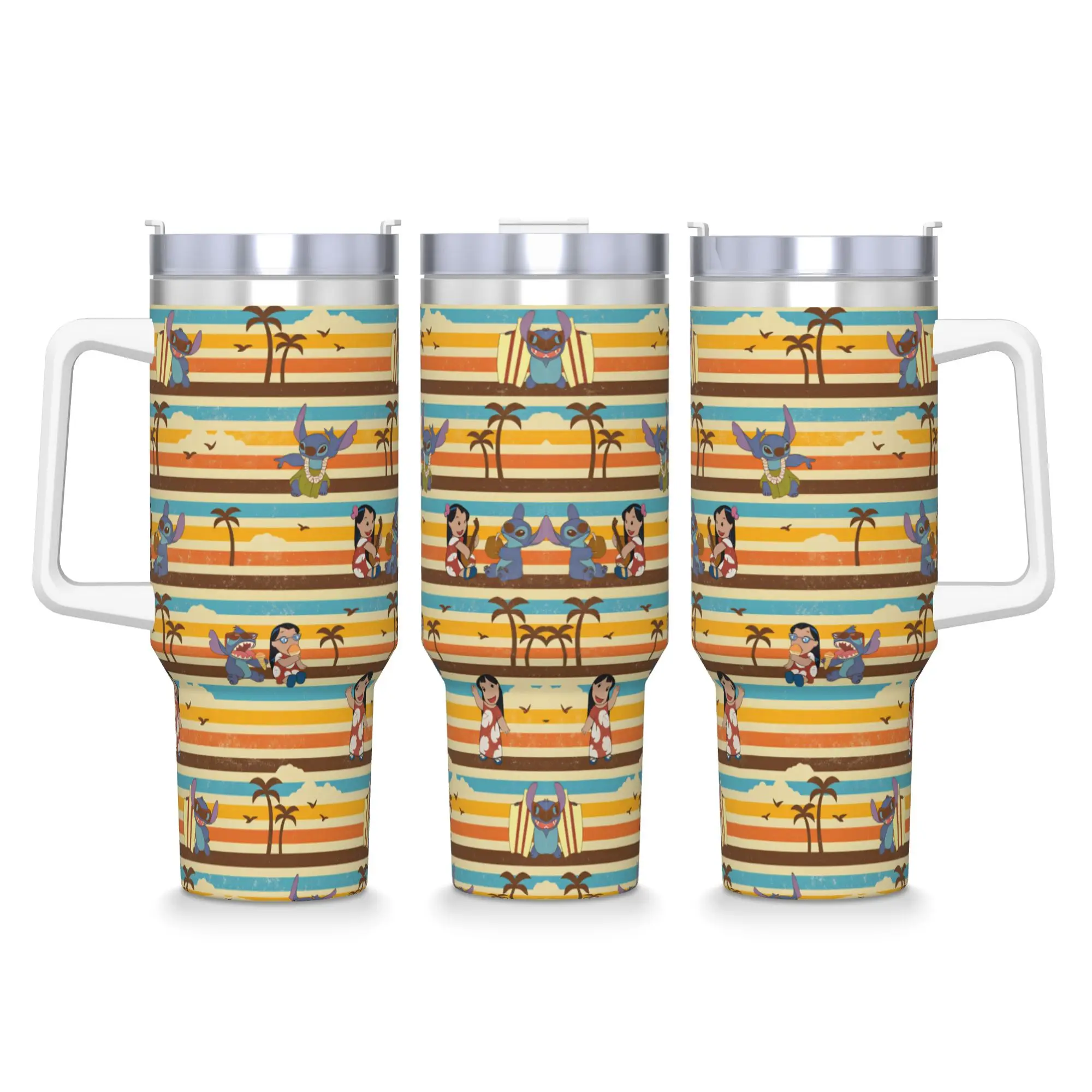 

Термокружка из нержавеющей стали Lilo & Stitch: Термос для горячих напитков, пляжный дизайн, бутылка для воды