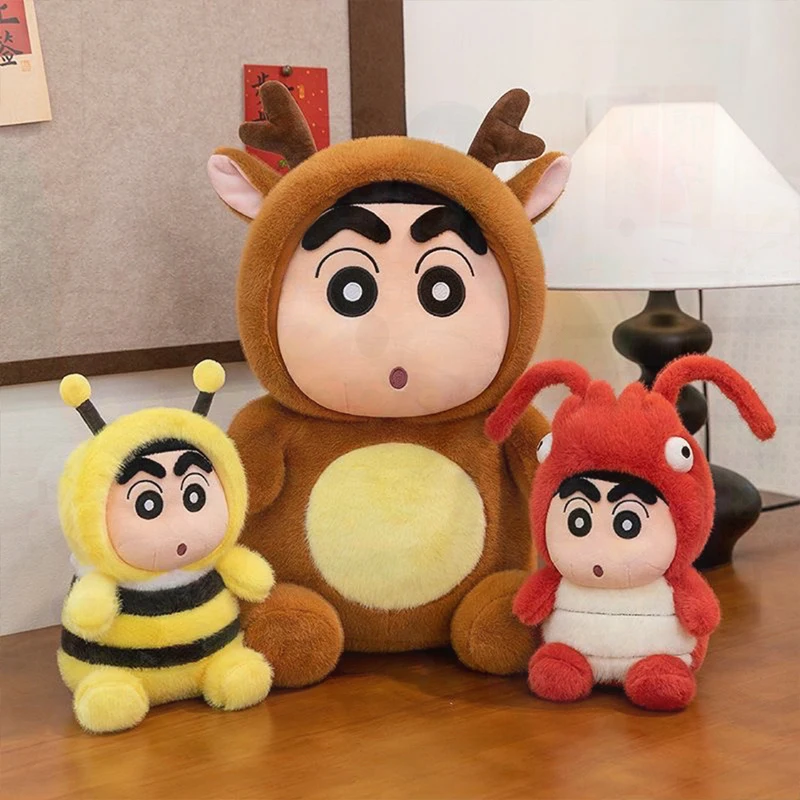Kawaii Crayon-Themed Plush Toy for Kids – Cute Sitting Cartoon Bee Elk Crayfish Doll Ideal Birthday and Christmas Gift For
