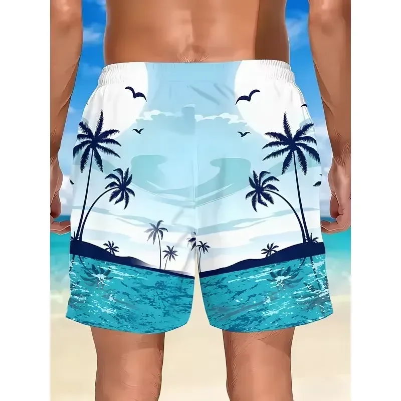 Casual Cool Shorts 2026 Men Quick Dry Swim Trunks Red Black Geometric 3D Print Board Shorts Regular Fit Beach Pool Gym