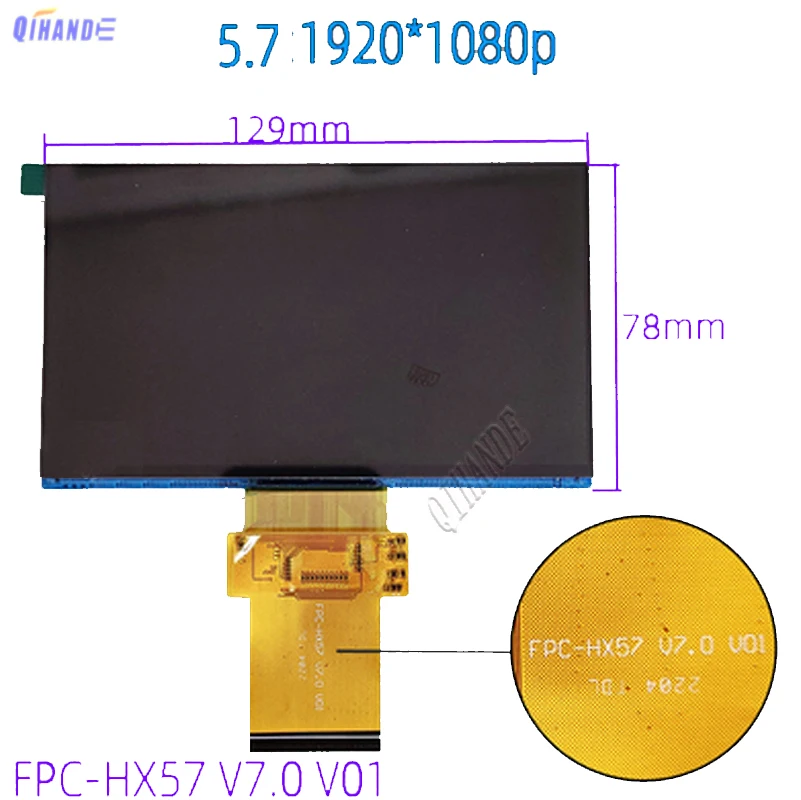 New LED LCD For HX-57-1800 Projector 1920x1080 For Cable Code FPC-HX57 V7.0 LCD Display Screen Diy Projector Accessori Repair