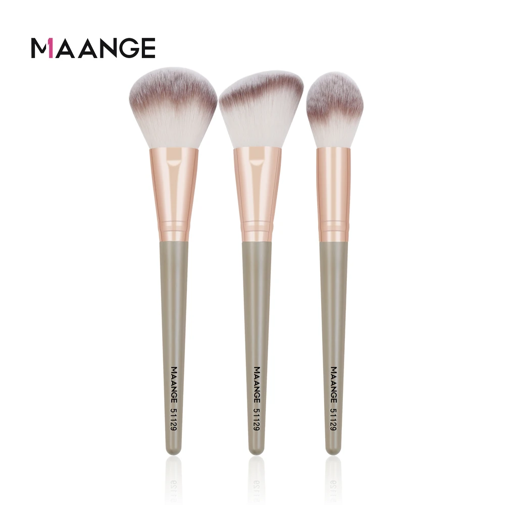 MAANGE-Ensemble de pinceaux de maquillage pour femme, fond de teint cosmétique, poudre, fard à joues, mélange Kabuki, outils de beauté, poils doux et moelleux, 3 pièces