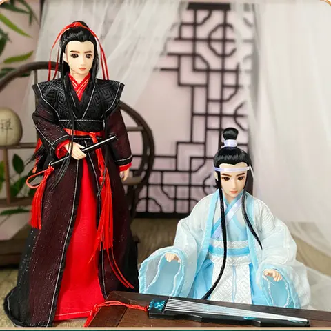 Ancient Dress Doll 30cm Boy Chinese Martial Arts Novel Knight 14 Moveable Joints 3D Eyes Male Doll with Traditional Clothes