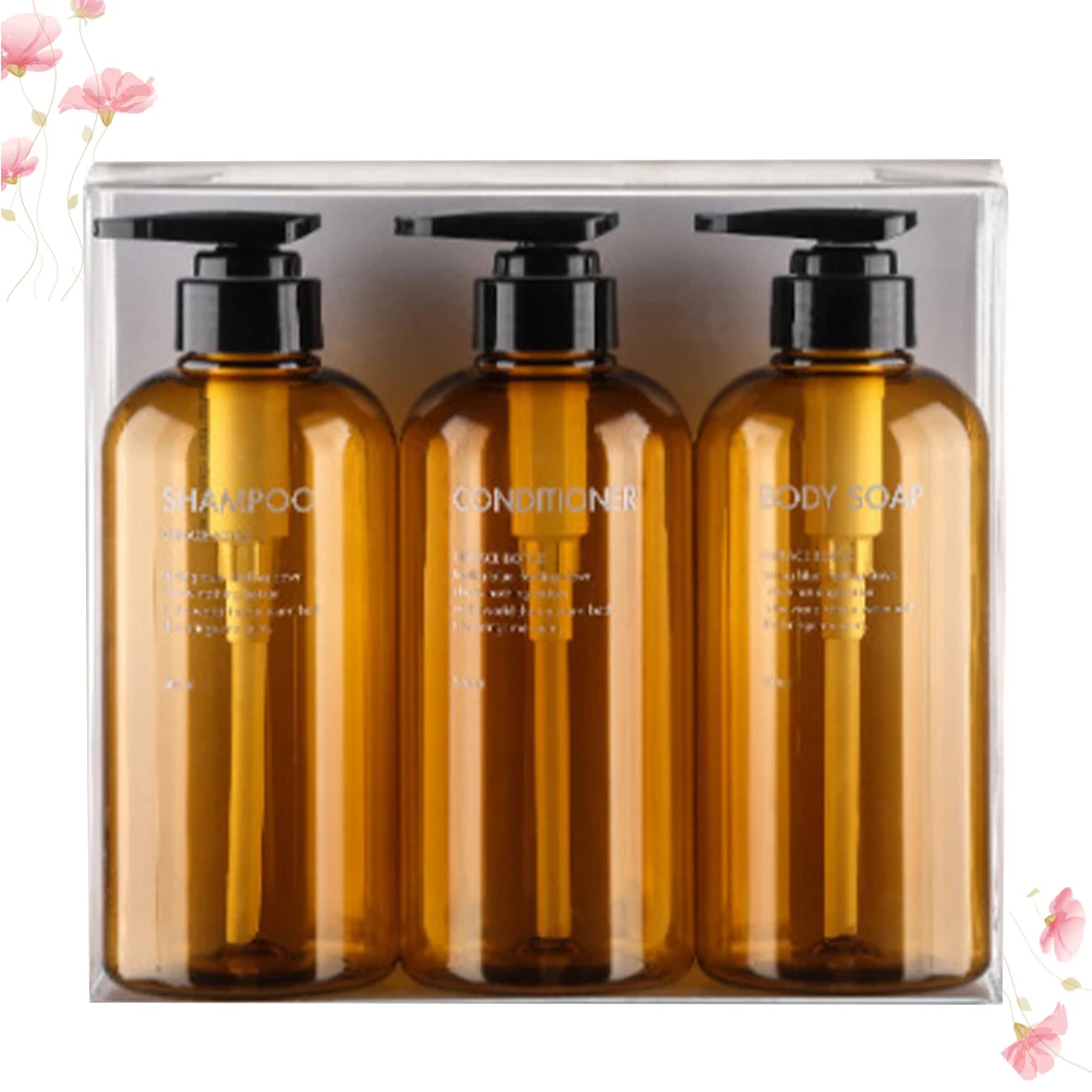 

3pcs Lotion Bottles Empty Refillable Plastic High Capacity Travel Subpackaging Bottle Portable Shampoo Body Wash for Home