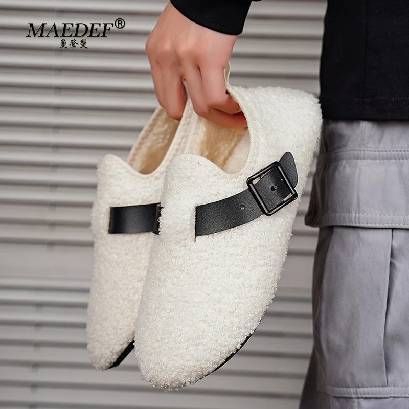 

MAEDEF Winter Mens Shoes House Plush Soft Men Slippers Non-Slip Solid Comfy Floor Shoes Home Shoes Slides for Bedroom Slippers