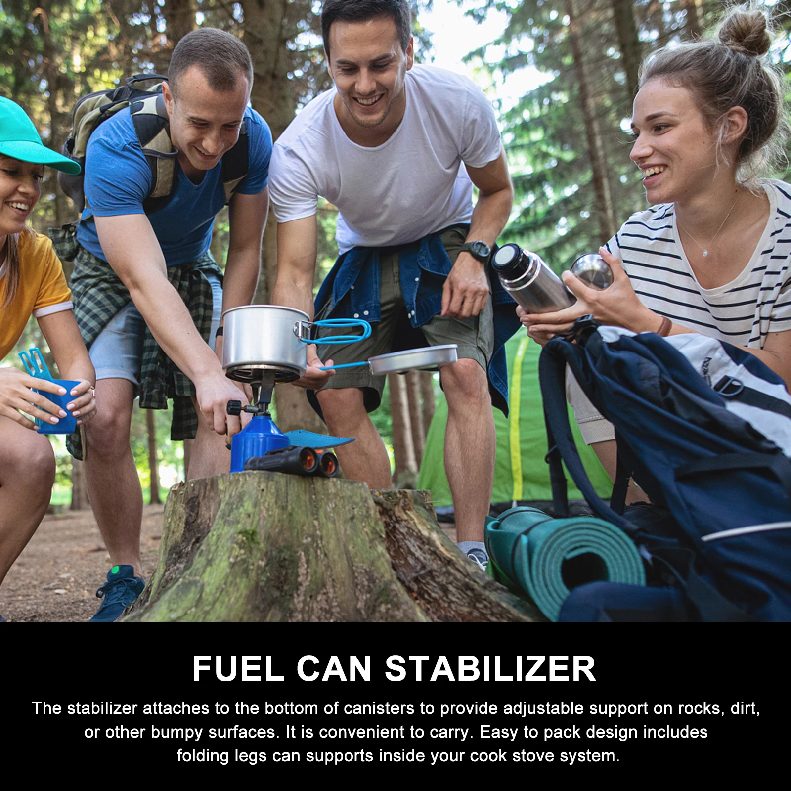 

Outdoor Canister Holder Lightweight Compact Camping Gas Tank Stand Adjustable Support for Rocks Dirt Bumpy Surfaces