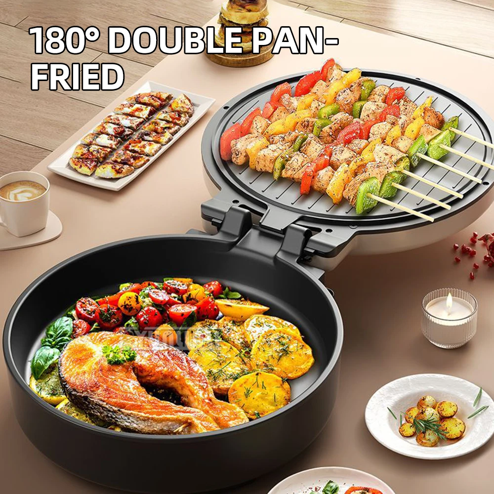مقلاة خبز كهربائية منزلية على الوجهين آلة فطيرة القلي الأوتوماتيكية غير اللاصقة