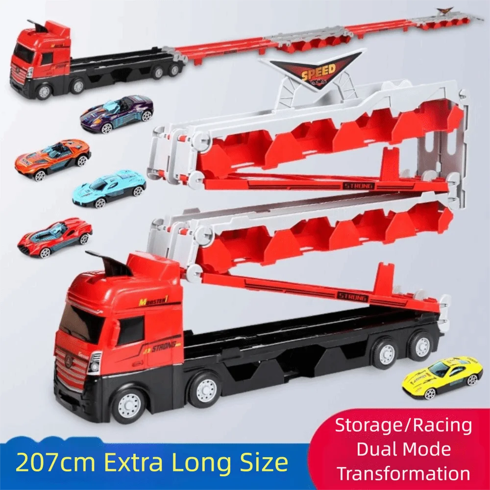 大型車両運搬トラック 8/16個変形キャリア 折りたたみダイキャストおもちゃ 多機能収納 ダイキャストモデル