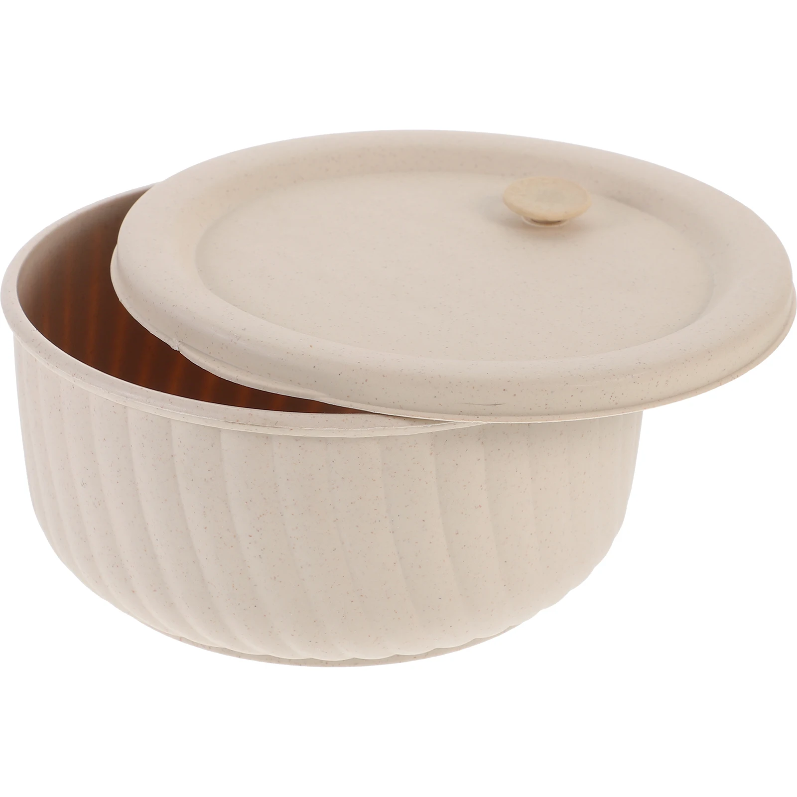 

Reusable Food Container Single Bowl Beige Microwave Lunch Box with Lid for Home Office Outdoor Use Fruit