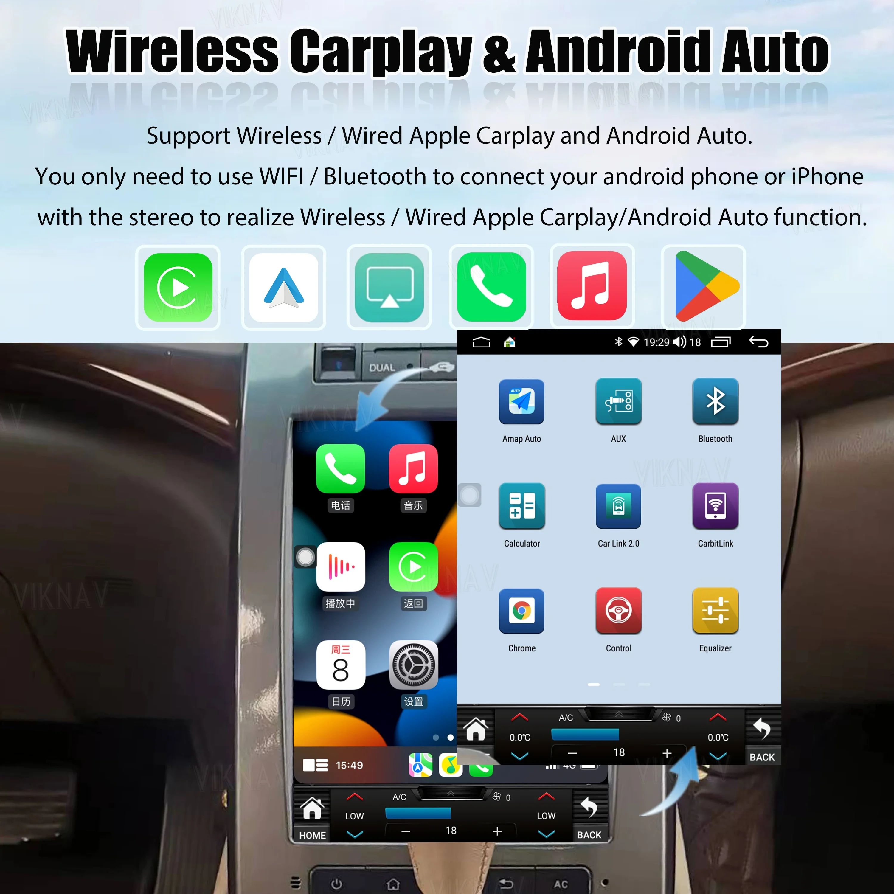 

Автомагнитола Android 128 ГБ для Honda Acura RL Honda Legend KB1 2 2006-2010 с сенсорным экраном, беспроводным CarPlay и GPS-плеером