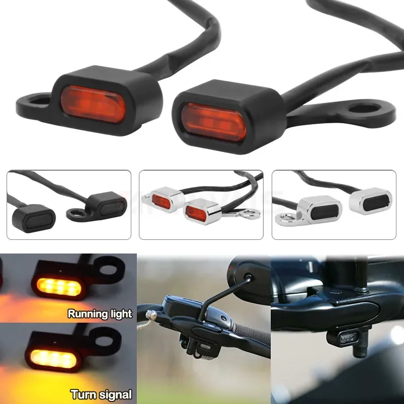 Motorcycle Amber LED Mini Turn Signal Indicator Running Light Lamp For Harley Touring Electra Glide 09-17 Softail Slim FLS 15-21