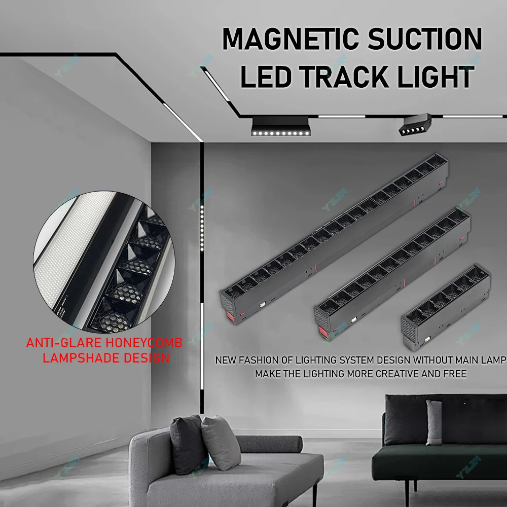 New Magnetic Track Light 48V Led Grille Flood Lamp Spotlight Ceiling Lamp Track Rail Line Lights No Main Light Lighting Design