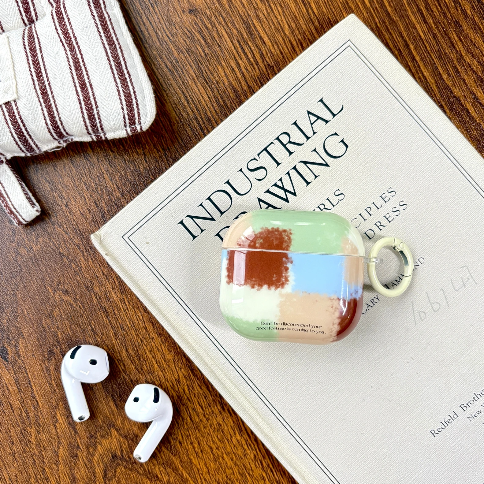 الخريف الشتاء الرجعية البني الأخضر تحقق منقوشة نمط واقية حقيبة سماعة الاذن مناسبة ل AirPods Pro3 Pro2 1 2 3 4 Pro