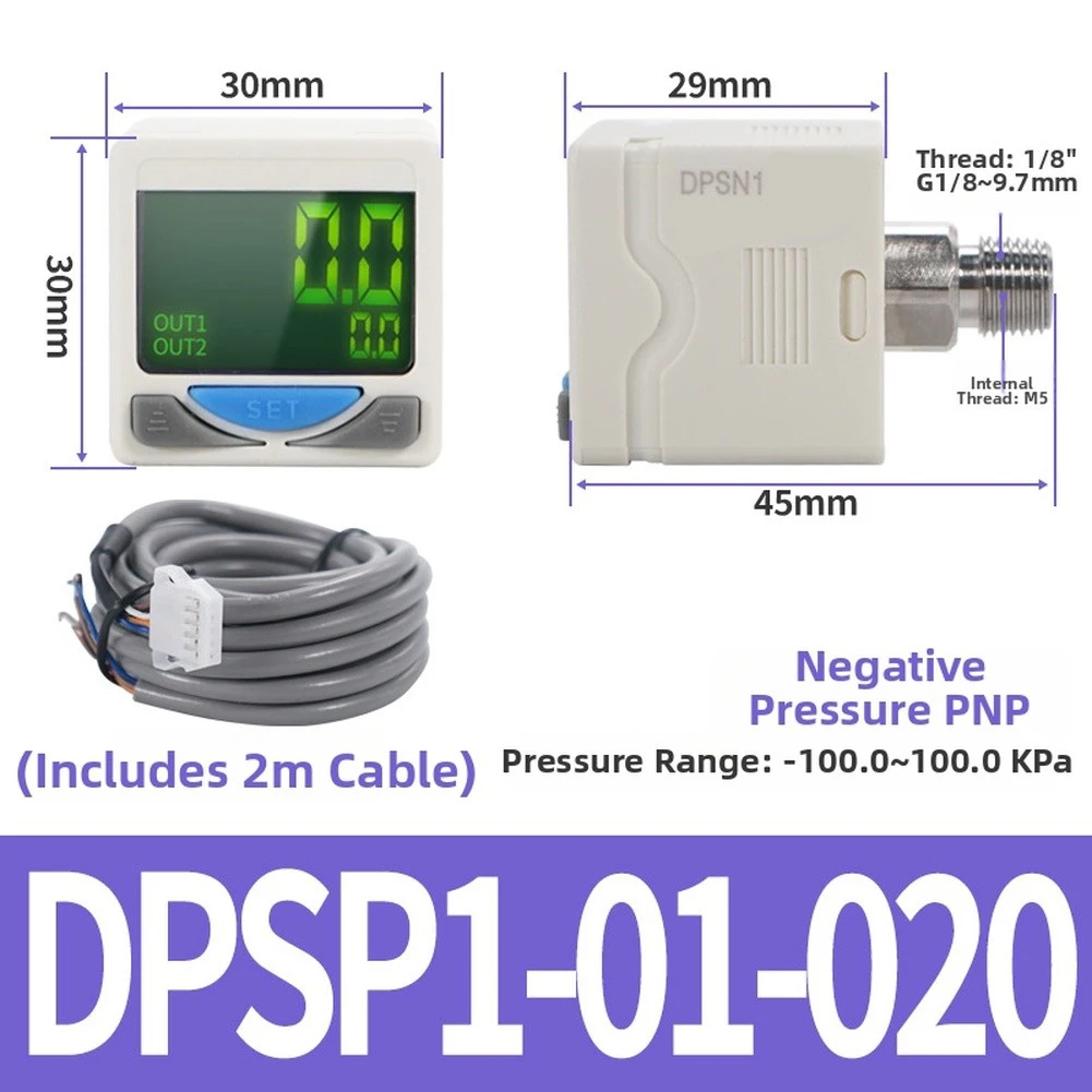 DC 12-24V Digital Pressure Monitoring Switch Controller 0 To -101kPa Air Pressure Regulator For Pneumatic Applications