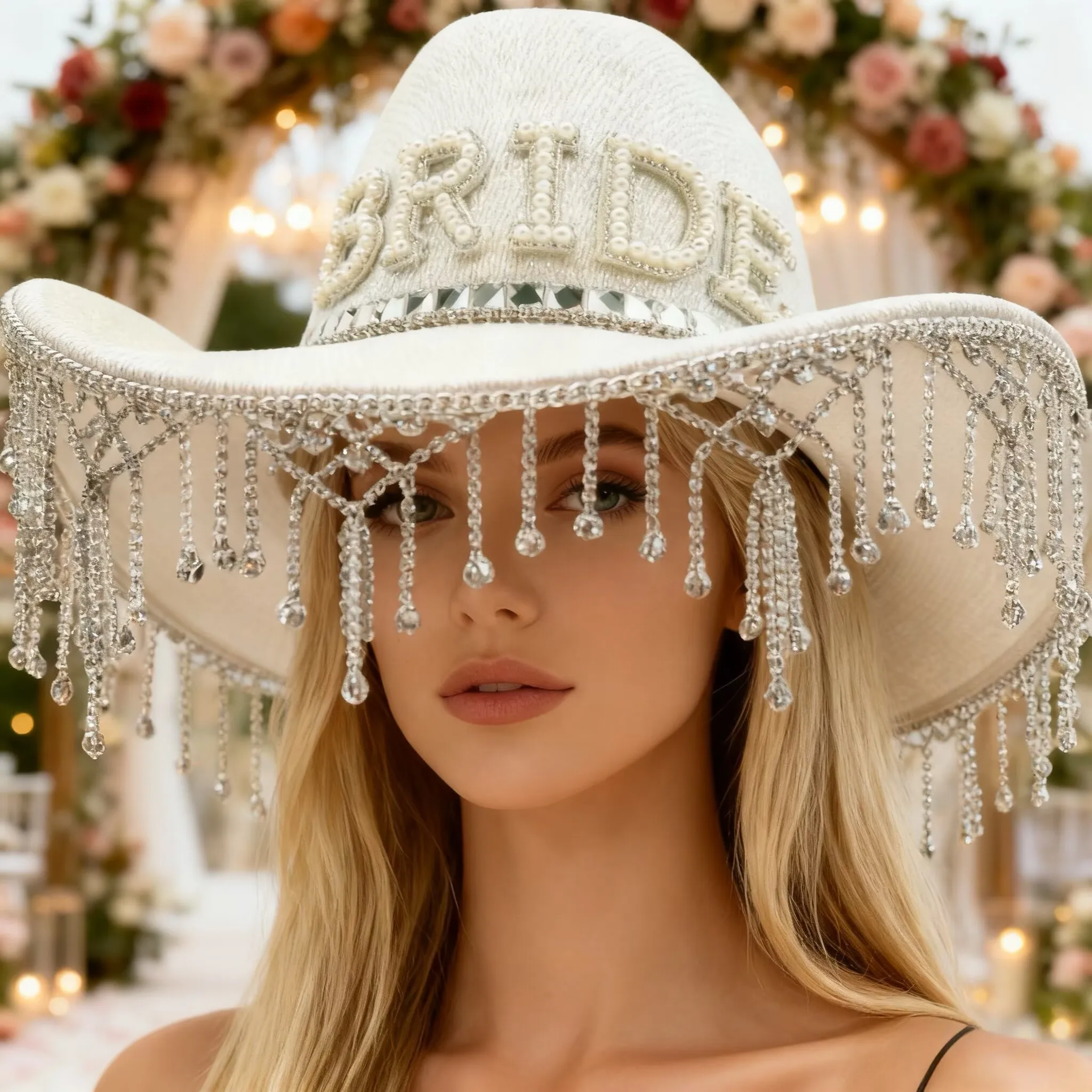 

HongLuan White Wedding Costume Hat Adult, Cowboy Hats Rhinestone for Woman, Cowboy Cosplay Female Accessories & Cowgirl Cap