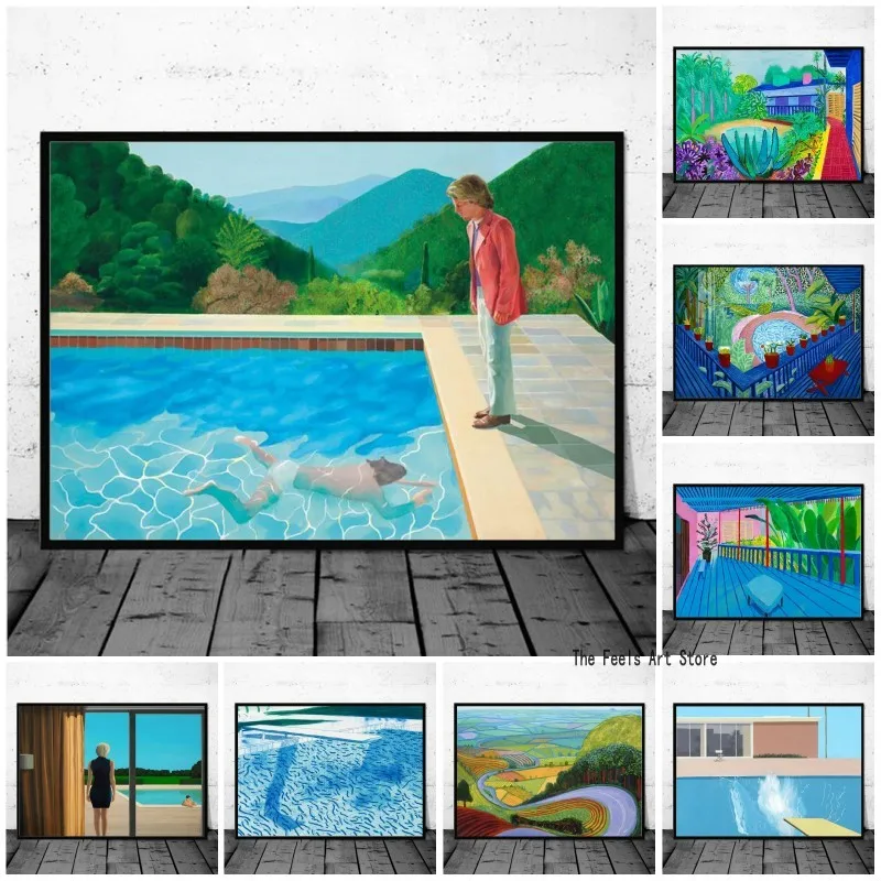 Bigger Splash David Hockney Landscape Canvas Paintings Abstract Posters and Print Wall Art Picture for Living Room Decor Cuadros