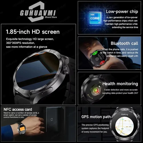 Imagen 2 del producto Nuevo Reloj Inteligente Deportivo con GPS Estilo GT 2026 para Hombre, Pantalla AMOLED HD de 1.85'', NFC, Resistente al Agua IP68, Llamadas Bluetooth, Pulsera Inteligente para Mujer