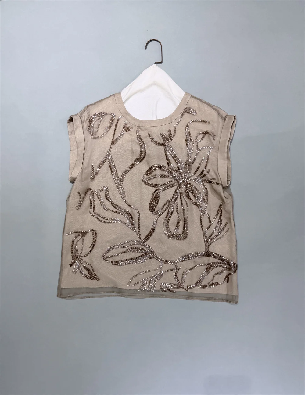 Women's High-End Sequined Sleeveless Top Loose-fitting Pullover Straight Tops